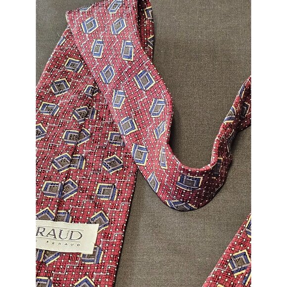 Vintage Louis Feraud Geometric Pattern Silk Tie - Picture 9 of 10